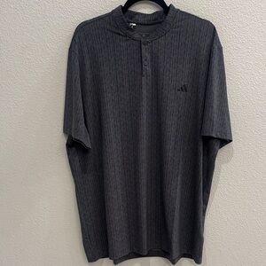 adidas Men’s Dark Gray and Black Short Sleeve Henley Polo